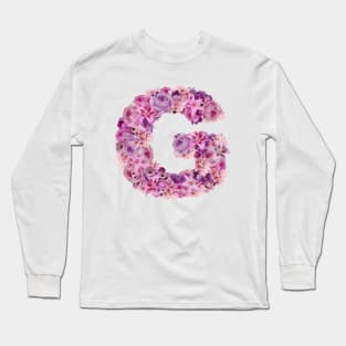 Pink Floral Letter G Long Sleeve T-Shirt